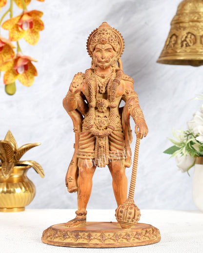 Brass Superfine Standing Hanuman Idol – Sand Finish Patina Divine Sculpture (10 Inches) - Budhshiv.com