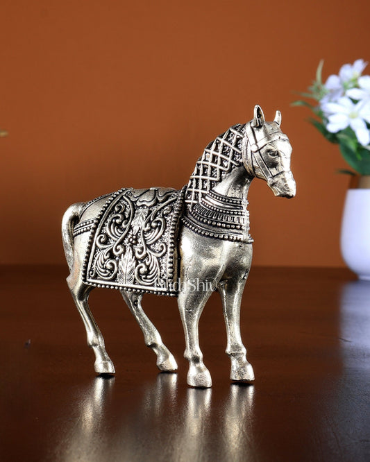 Brass Superfine standing horse statue 4 inch - Budhshiv.com