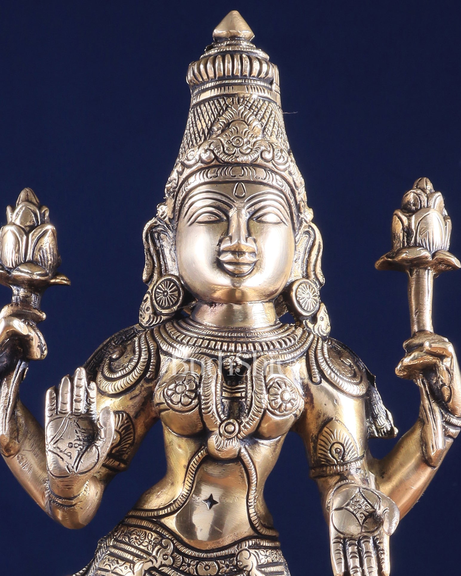 Brass Superfine Standing Lakshmi Maa Murti Idol – Symbol of Prosperity & Abundance 17" - Budhshiv.com