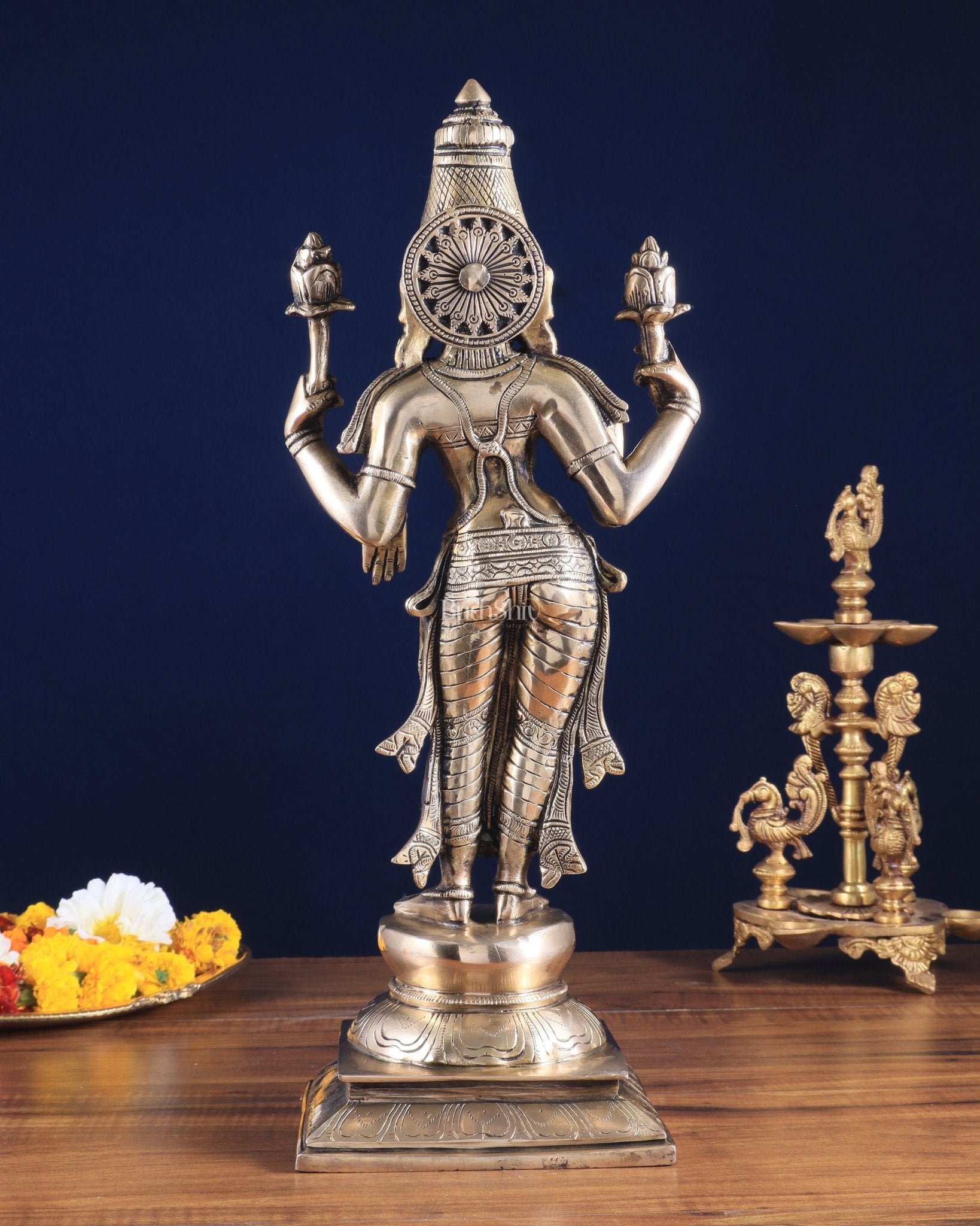 Brass Superfine Standing Lakshmi Maa Murti Idol – Symbol of Prosperity & Abundance 17" - Budhshiv.com