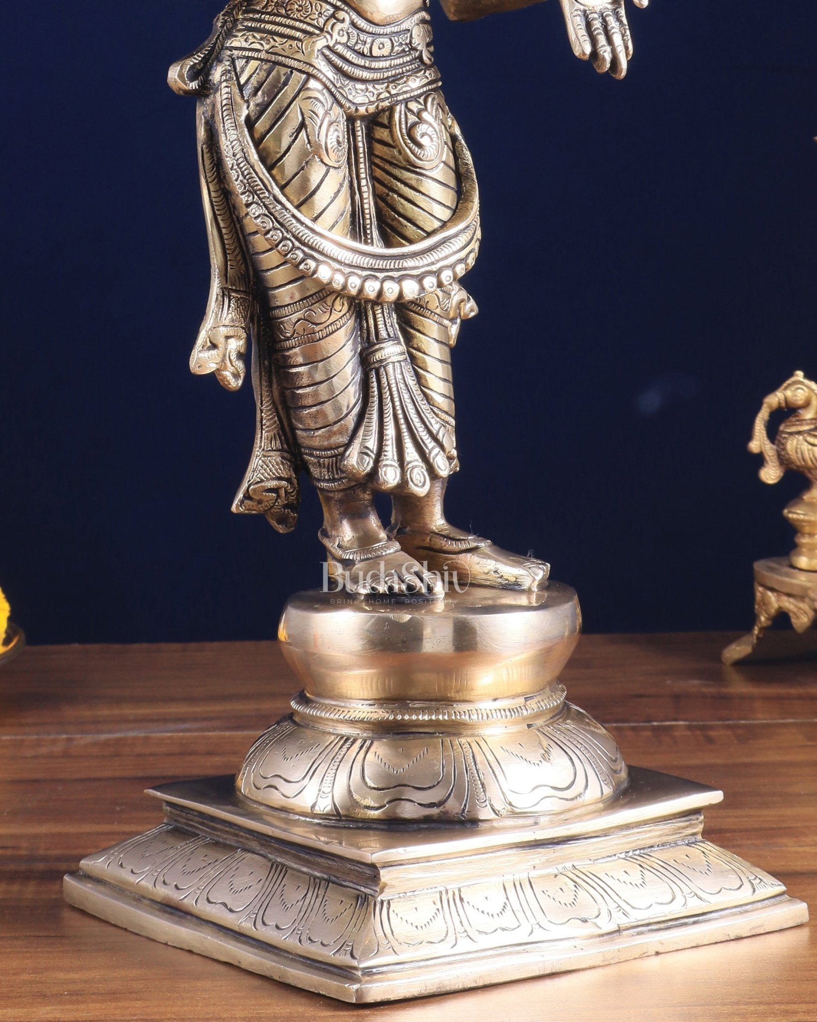 Brass Superfine Standing Lakshmi Maa Murti Idol – Symbol of Prosperity & Abundance 17" - Budhshiv.com