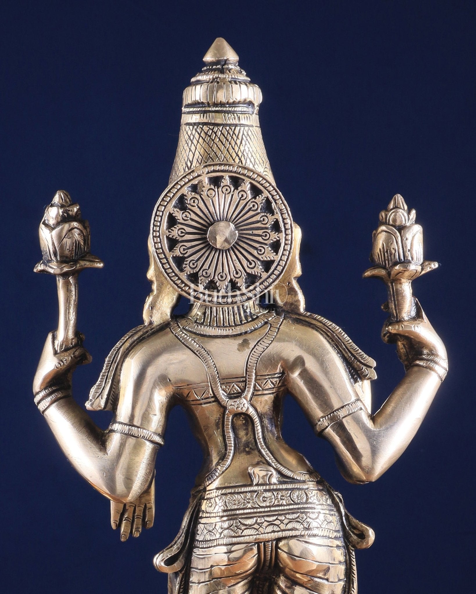 Brass Superfine Standing Lakshmi Maa Murti Idol – Symbol of Prosperity & Abundance 17" - Budhshiv.com