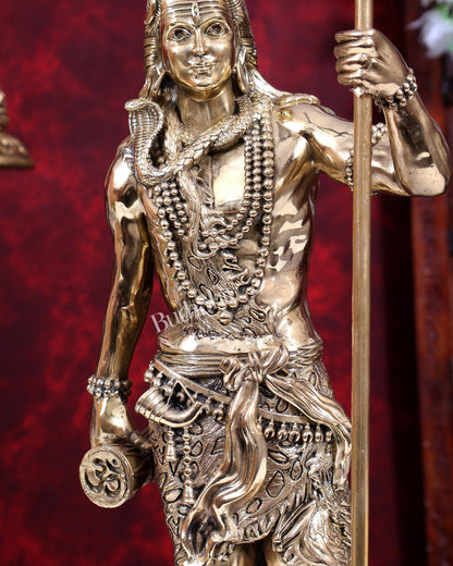 Brass Superfine Standing Lord Shiva Bhole Shankar Statue | Intricately Handcrafted 18 inch - Budhshiv.com