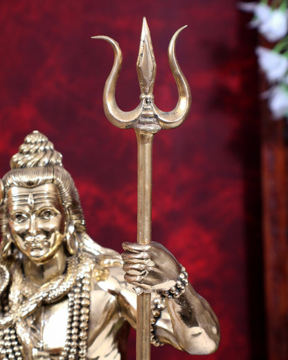 Brass Superfine Standing Lord Shiva Bhole Shankar Statue | Intricately Handcrafted 18 inch - Budhshiv.com
