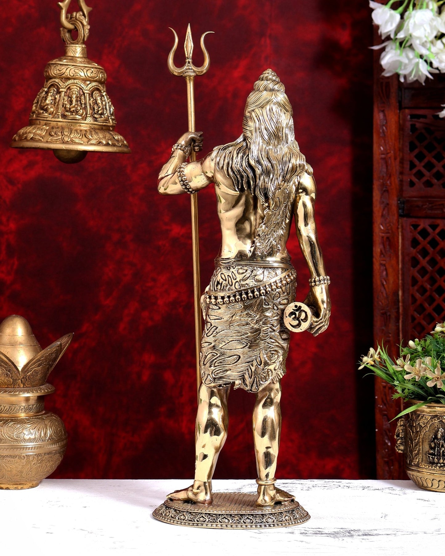 Brass Superfine Standing Lord Shiva Bhole Shankar Statue | Intricately Handcrafted 18 inch - Budhshiv.com