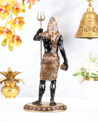Brass Superfine Standing Lord Shiva Idol chola finish 11" black tone - Budhshiv.com