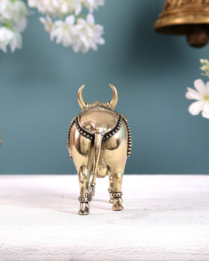 Brass Superfine Standing Nandi Idol – Sacred Bull of Lord Shiva (5 Inches Width) - Budhshiv.com