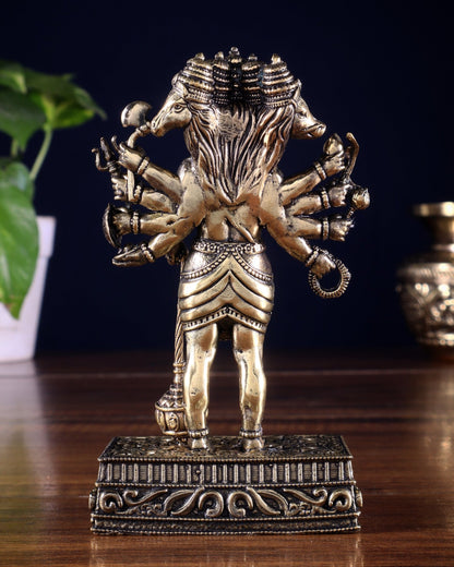 Brass Superfine Standing Panchmukhi Hanuman Idol 5 inch - Budhshiv.com
