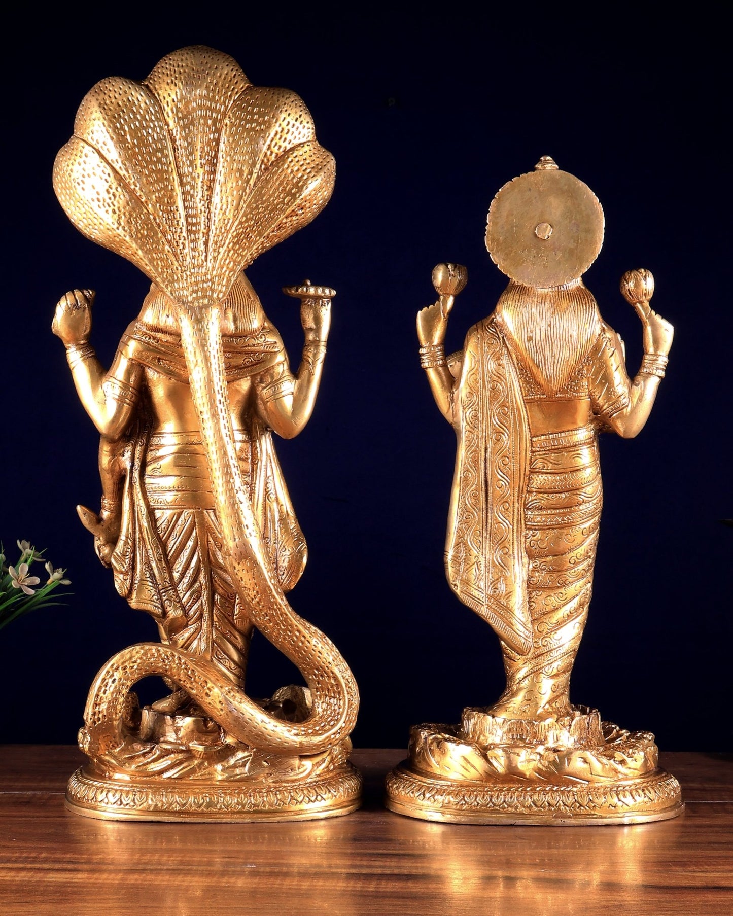 Brass Superfine Standing Vishnu Lakshmi Idols 18 inch - Budhshiv.com