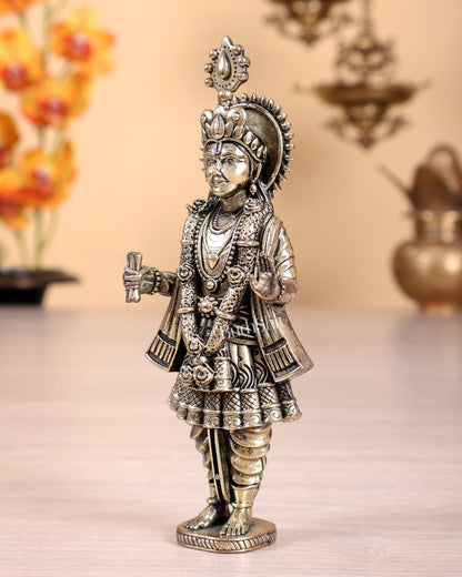 Brass Superfine Swaminarayan Idol – 5.25 Inch Highly Detailed Hollow Casted Murti - Budhshiv.com