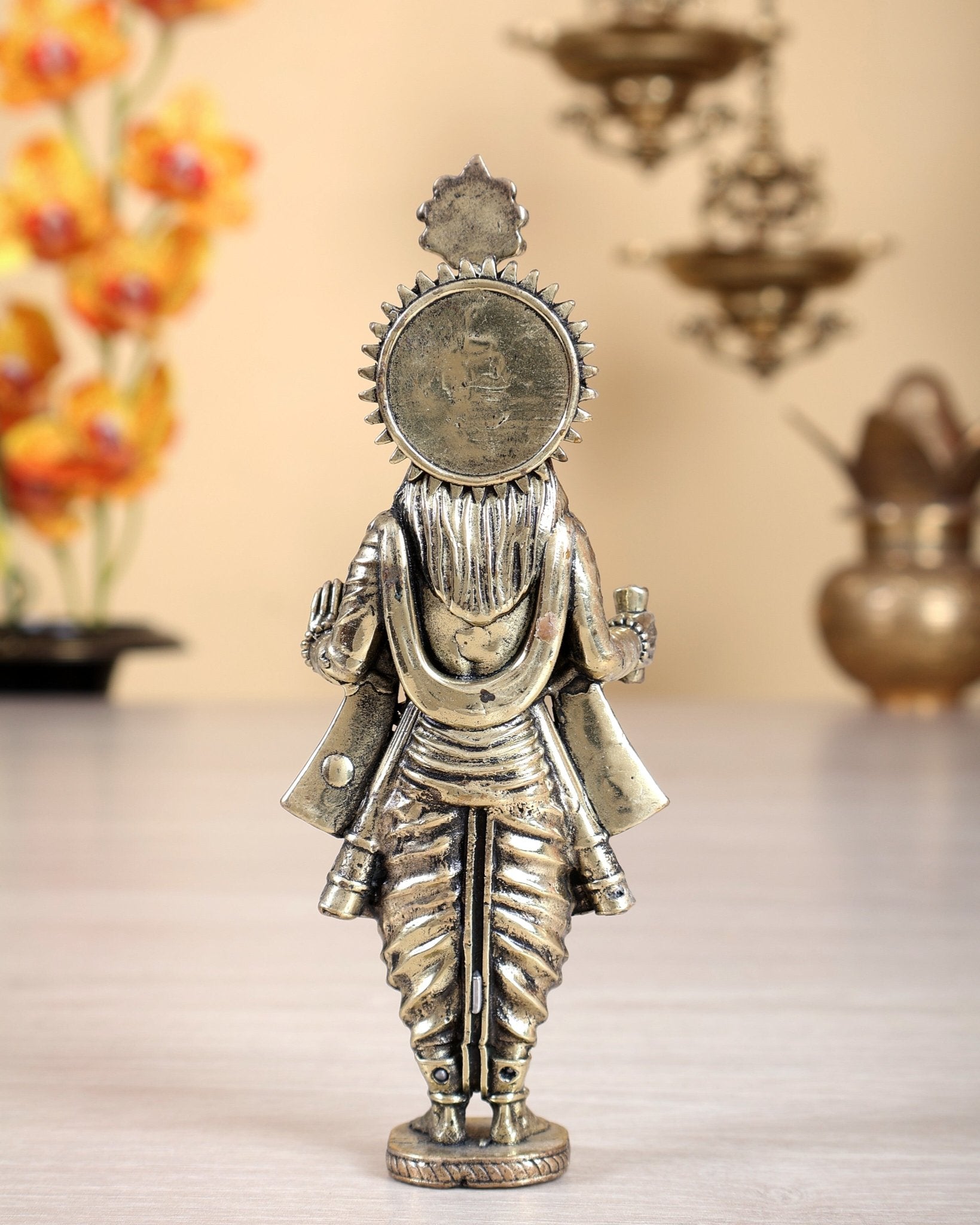 Brass Superfine Swaminarayan Idol – 5.25 Inch Highly Detailed Hollow Casted Murti - Budhshiv.com