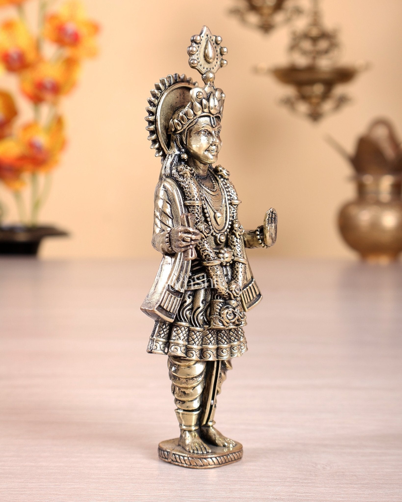 Brass Superfine Swaminarayan Idol – 5.25 Inch Highly Detailed Hollow Casted Murti - Budhshiv.com
