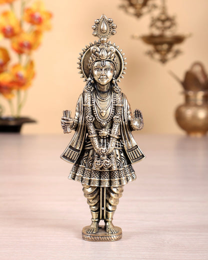 Brass Superfine Swaminarayan Idol – 5.25 Inch Highly Detailed Hollow Casted Murti - Budhshiv.com