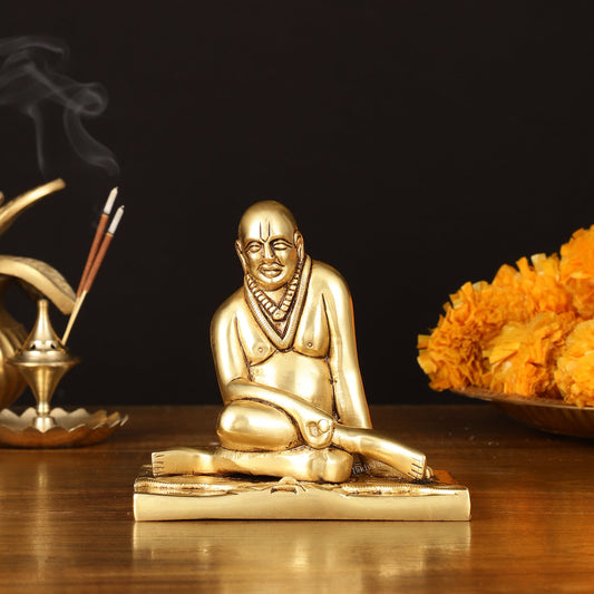 Brass Superfine Swamy Samarth Idol - 4" Divine Sculpture - Budhshiv.com