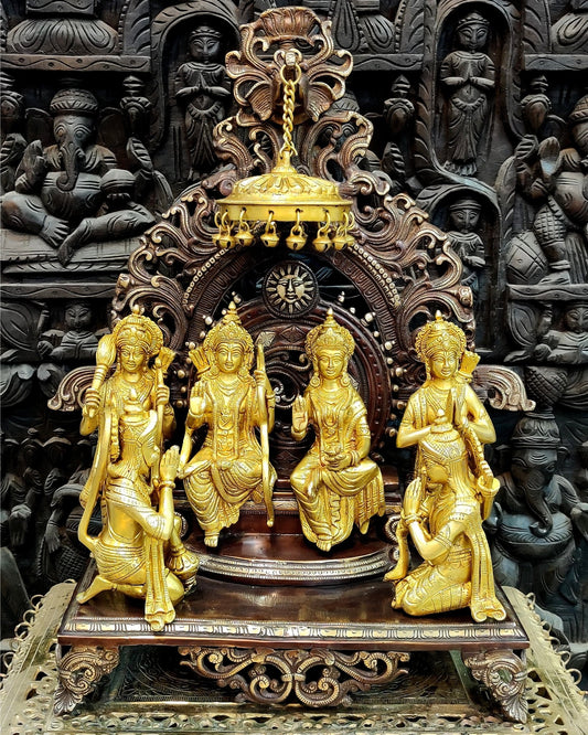 Brass Superfine The Royal Ram Darbar 23 inch (Ramapatabhishekam) - Budhshiv.com