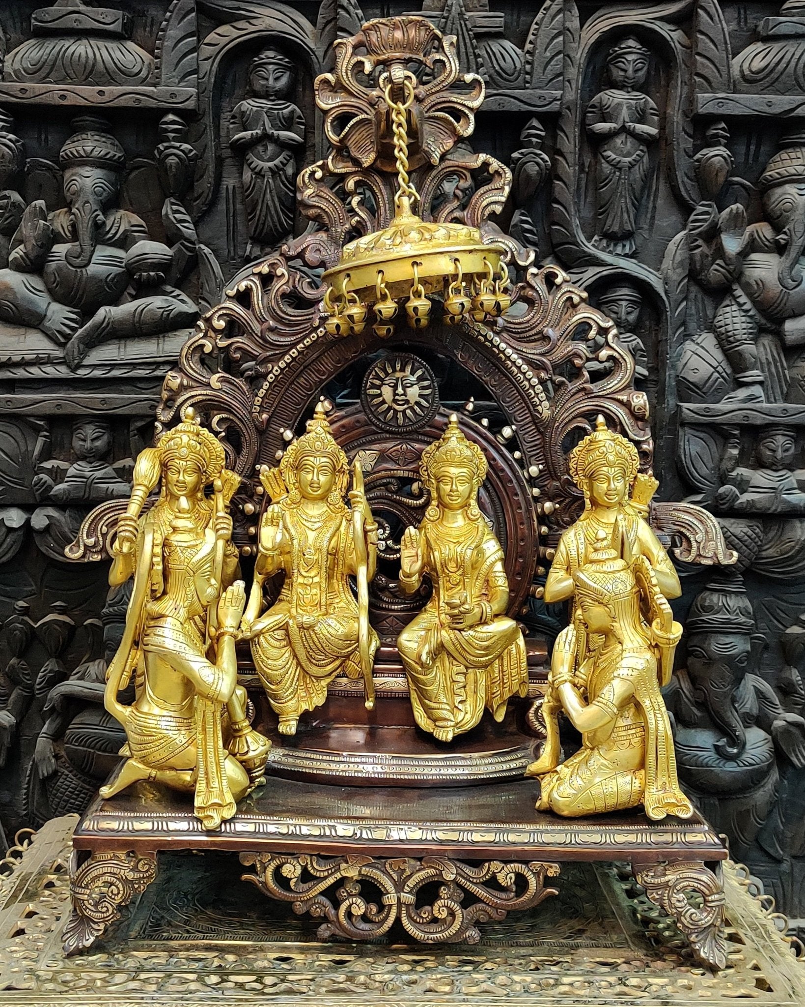 Brass Superfine The Royal Ram Darbar 23 inch (Ramapatabhishekam) - Budhshiv.com