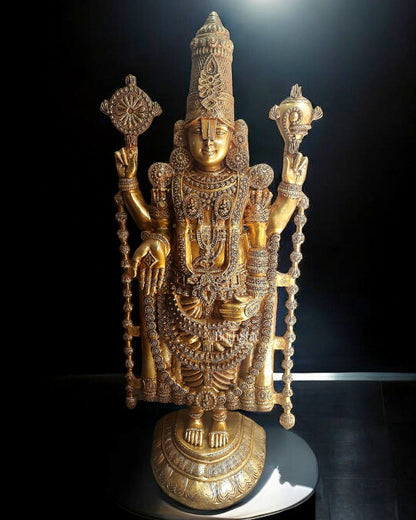 Brass Superfine Tirupati Balaji 6 Feet Statue - Lord Venkateshwara Large Sculpture - Budhshiv.com