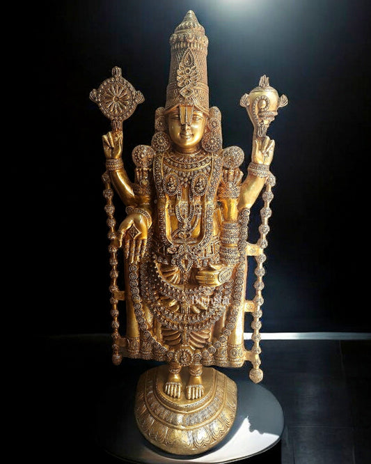 Brass Superfine Tirupati Balaji 6 Feet Statue - Lord Venkateshwara Large Sculpture - Budhshiv.com