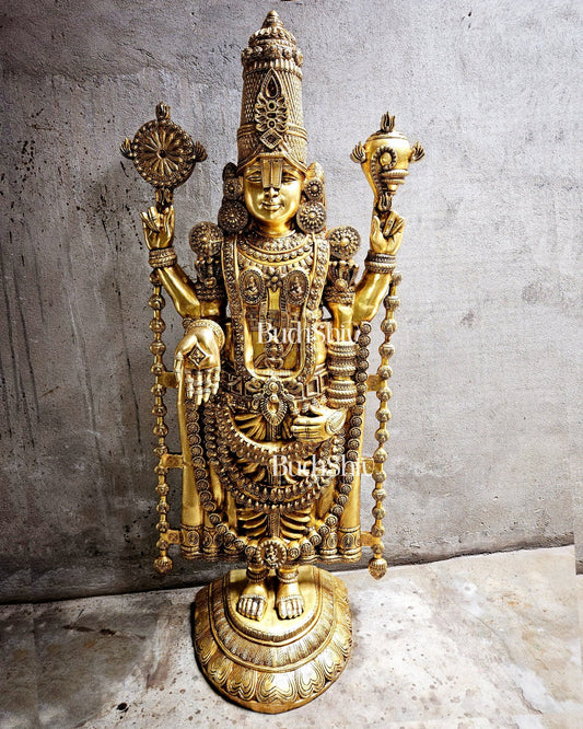 Brass Superfine Tirupati Balaji 6 Feet Statue - Lord Venkateshwara Swamy - Budhshiv.com