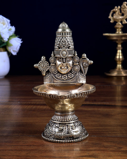 Brass Superfine Tirupati Balaji Face Diya 5 inch - Budhshiv.com