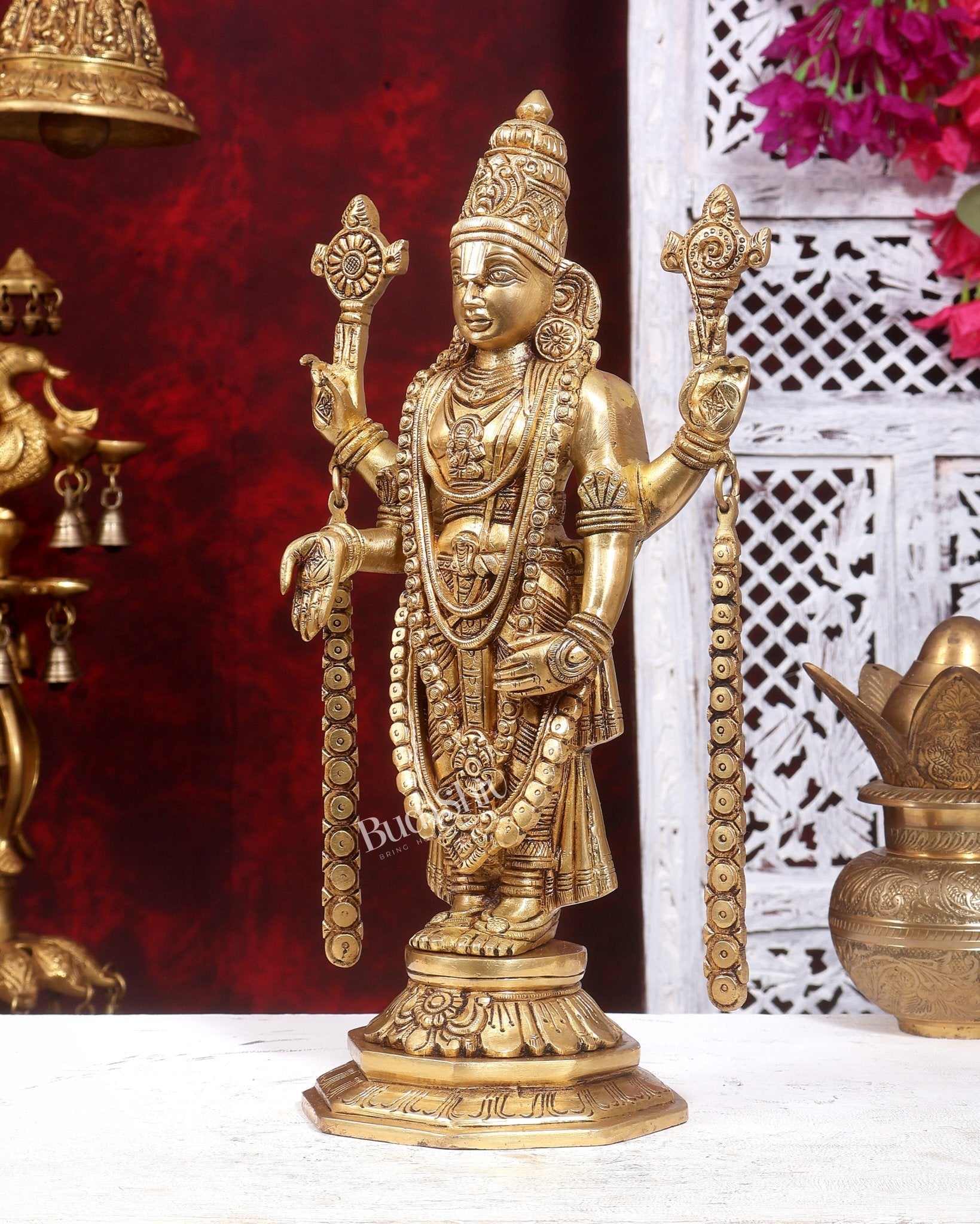 Brass Superfine Tirupati Balaji Idol – 14.5 Inch enhanced carvings - Budhshiv.com