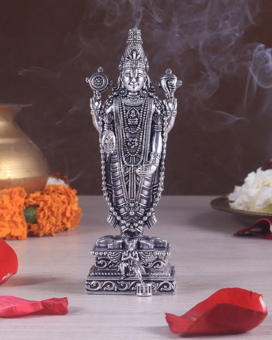 Brass Superfine Tirupati Balaji Silver - Plated Idol - Budhshiv.com