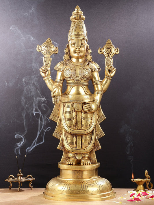 Brass Superfine Tirupati Balaji Statue - 30" - Budhshiv.com