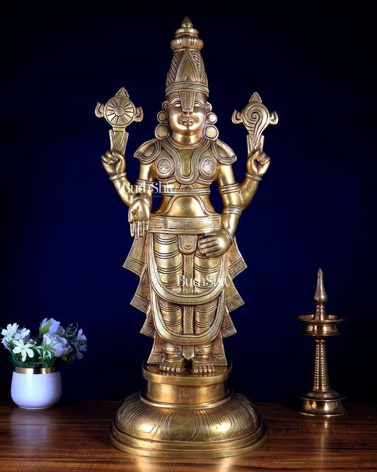 Brass Superfine Tirupati Balaji Statue - 30" - Budhshiv.com
