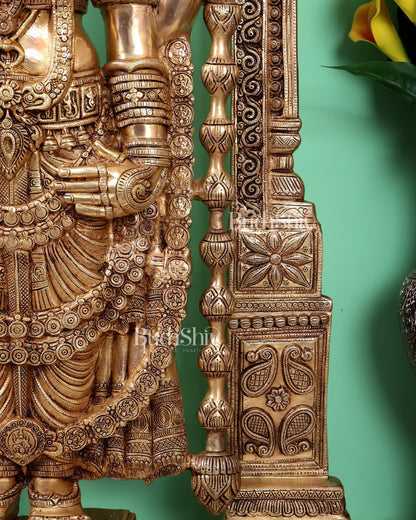 Brass Superfine Tirupati Balaji Statue with Thiruvarchi Prabhavali (53 Inch, 80 Kg) - Budhshiv.com