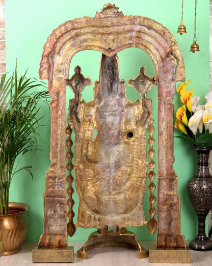 Brass Superfine Tirupati Balaji Statue with Thiruvarchi Prabhavali (53 Inch, 80 Kg) - Budhshiv.com
