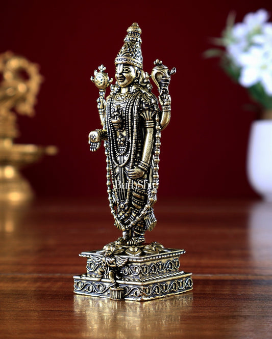 Brass Superfine Tirupati Balaji with Garuda Idol 4 inch - Budhshiv.com