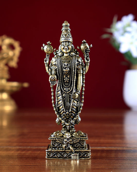 Brass Superfine Tirupati Balaji with Garuda Idol 4 inch - Budhshiv.com