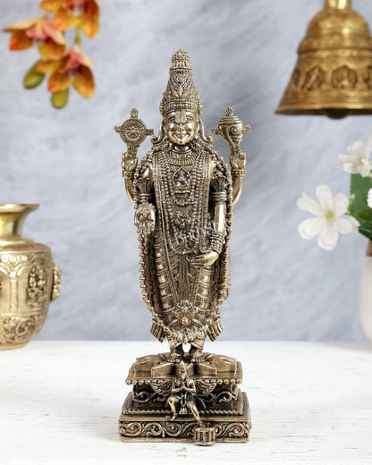 Brass Superfine Tirupati Balaji with Garuda Vahana Idol – Intricately Carved Divine Statue (8 Inches) - Budhshiv.com