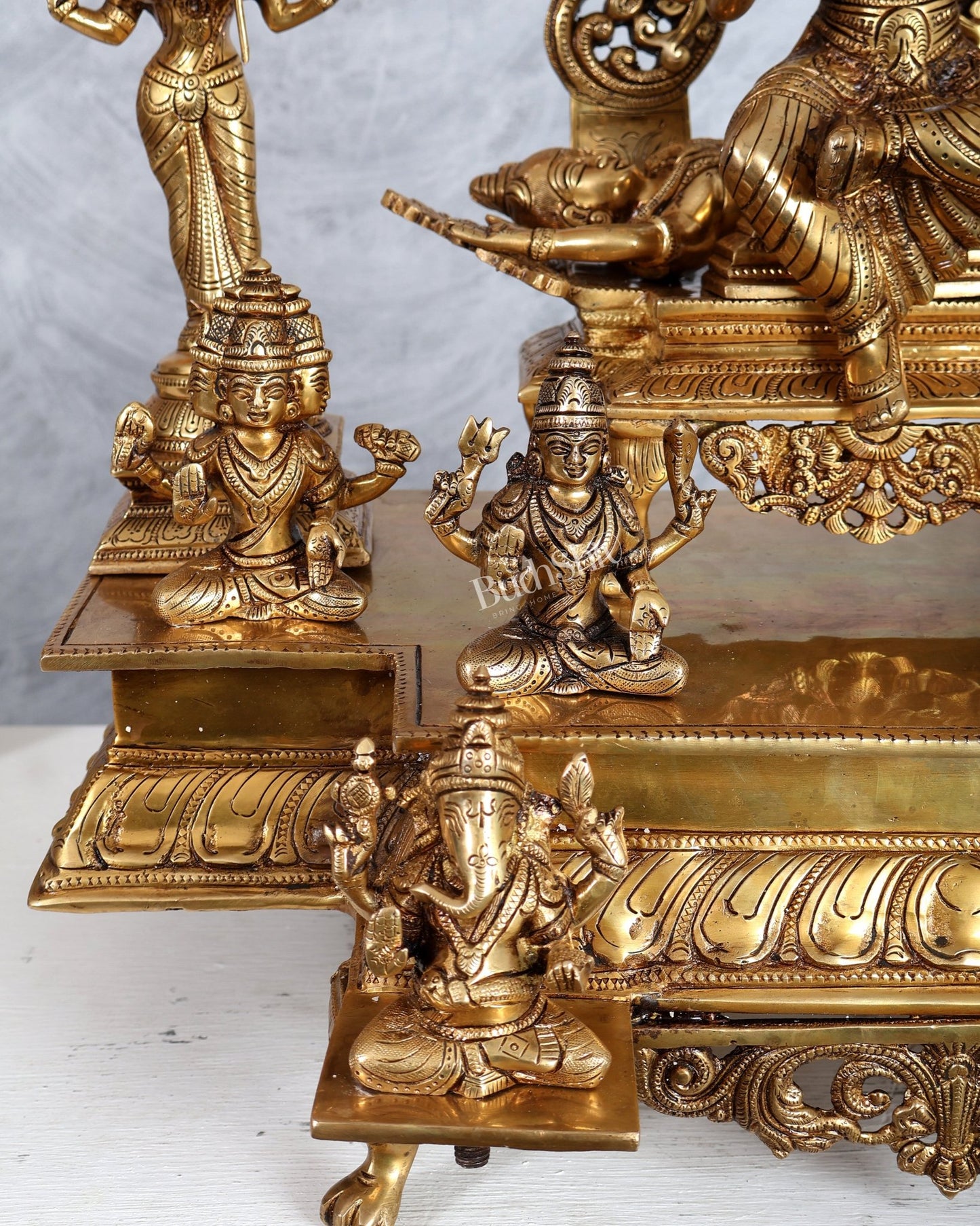 Brass Superfine Tripura Sundari Rajarajeshwari Sri Vidya Darbar – Grand Temple Sculpture (22.75 Inches) - Budhshiv.com