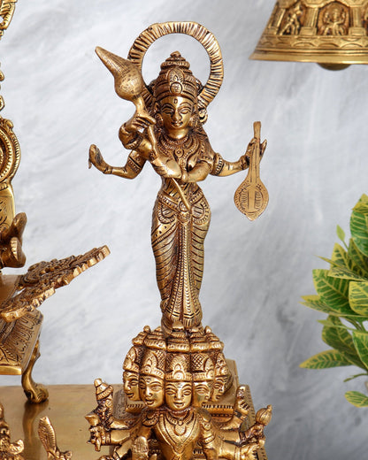 Brass Superfine Tripura Sundari Rajarajeshwari Sri Vidya Darbar – Grand Temple Sculpture (22.75 Inches) - Budhshiv.com