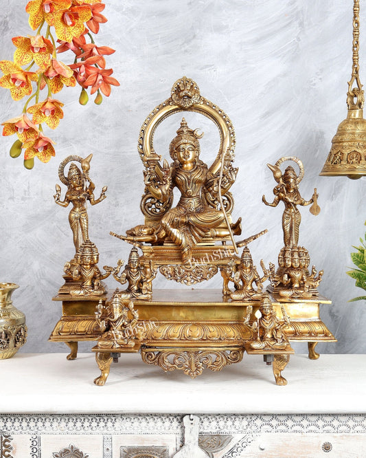 Brass Superfine Tripura Sundari Rajarajeshwari Sri Vidya Darbar – Grand Temple Sculpture (22.75 Inches) - Budhshiv.com