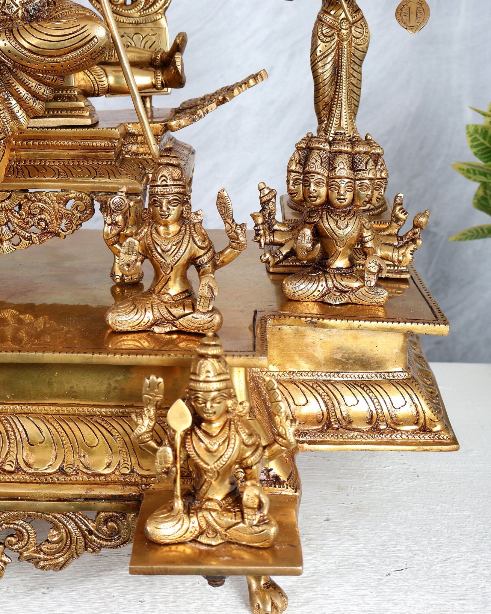 Brass Superfine Tripura Sundari Rajarajeshwari Sri Vidya Darbar – Grand Temple Sculpture (22.75 Inches) - Budhshiv.com