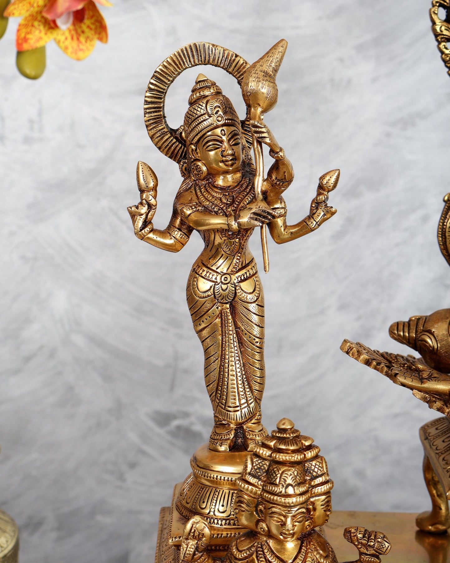 Brass Superfine Tripura Sundari Rajarajeshwari Sri Vidya Darbar – Grand Temple Sculpture (22.75 Inches) - Budhshiv.com