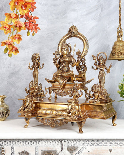 Brass Superfine Tripura Sundari Rajarajeshwari Sri Vidya Darbar – Grand Temple Sculpture (22.75 Inches) - Budhshiv.com