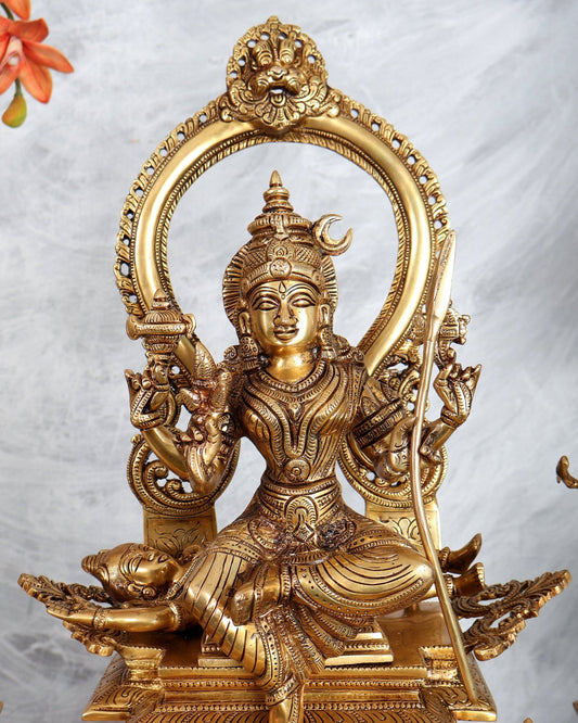 Brass Superfine Tripura Sundari Rajarajeshwari Sri Vidya Darbar – Grand Temple Sculpture (22.75 Inches) - Budhshiv.com