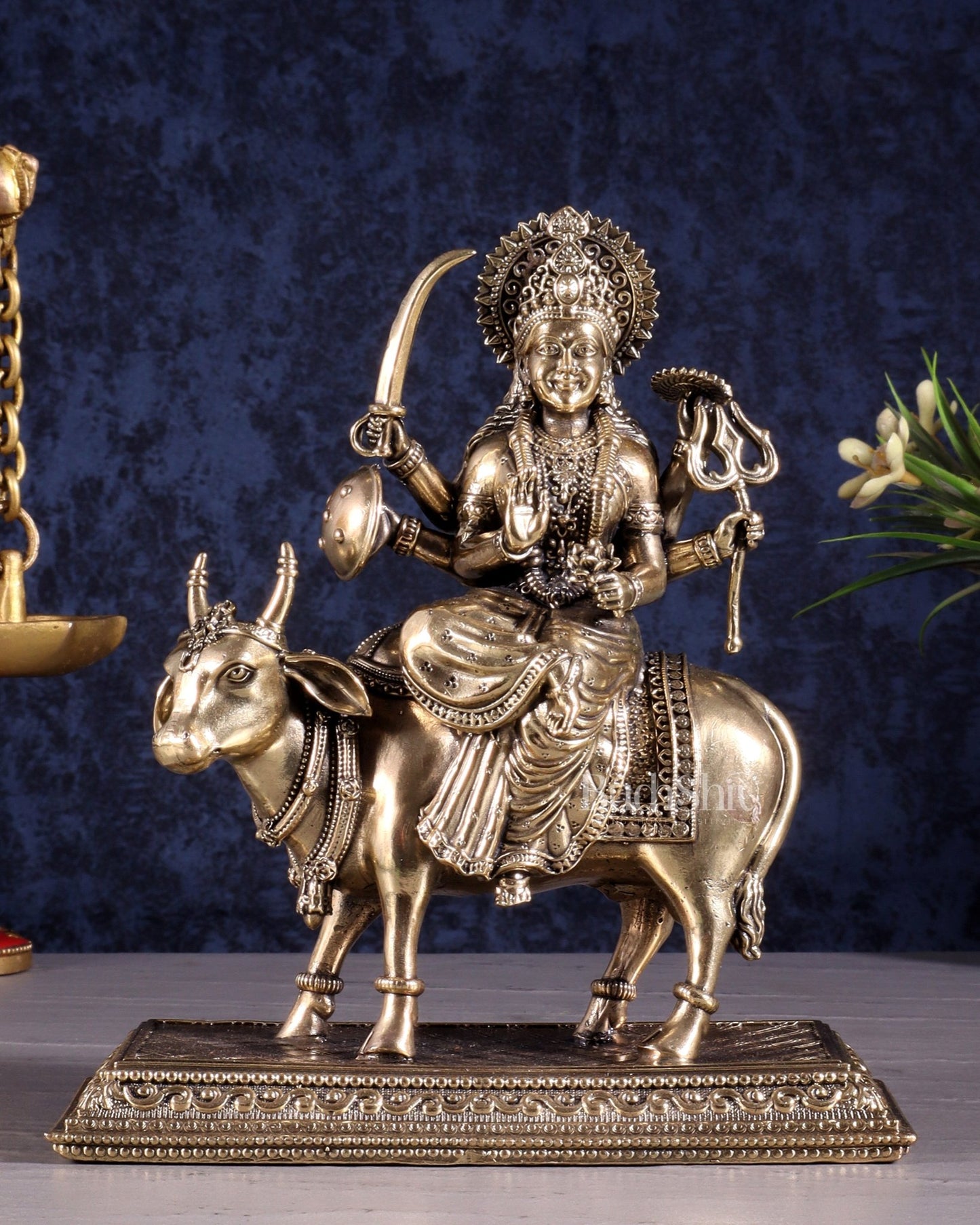 Brass Superfine Umiya Mata Seated on Cow Idol 6.5 inch - Budhshiv.com
