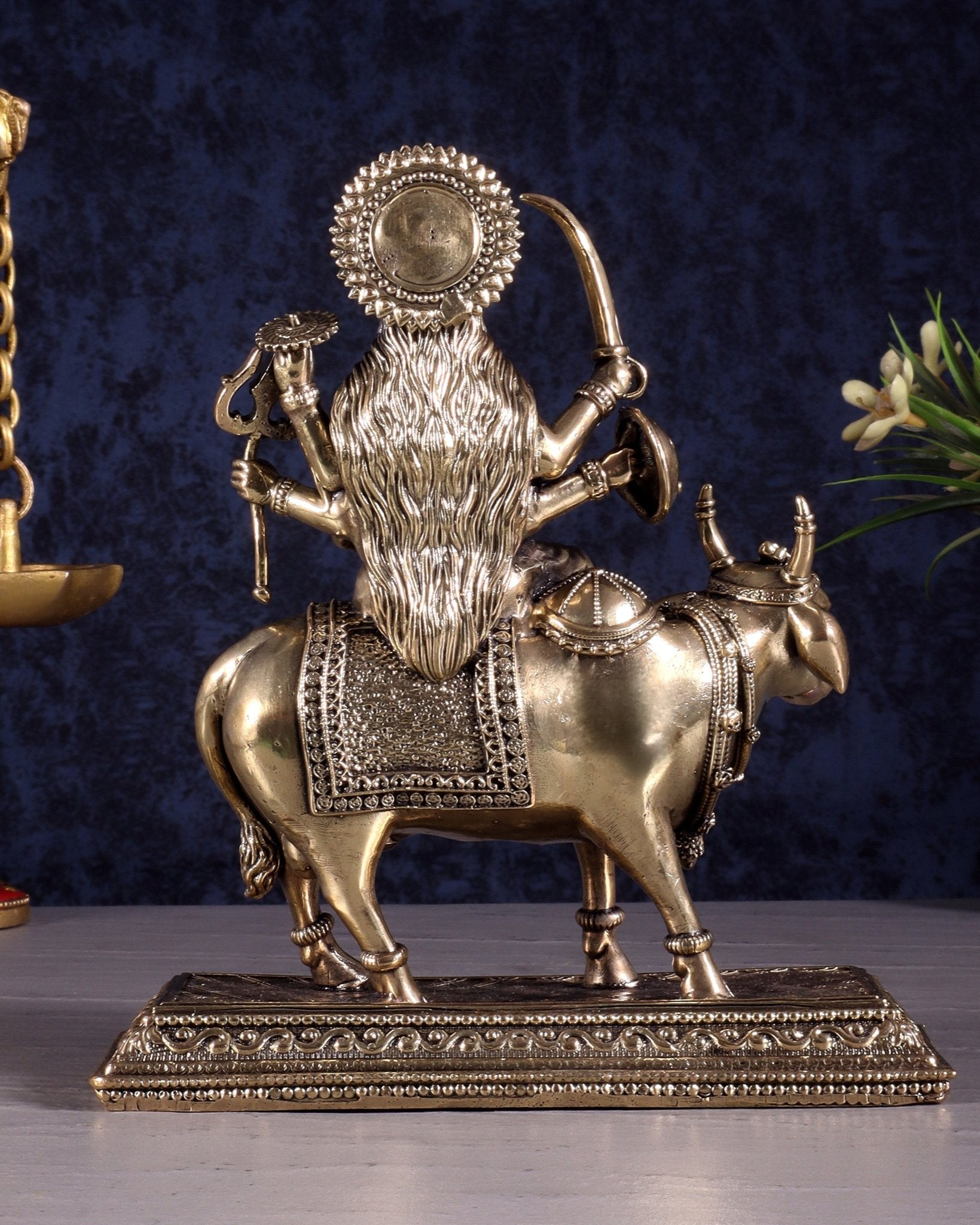 Brass Superfine Umiya Mata Seated on Cow Idol 6.5 inch - Budhshiv.com