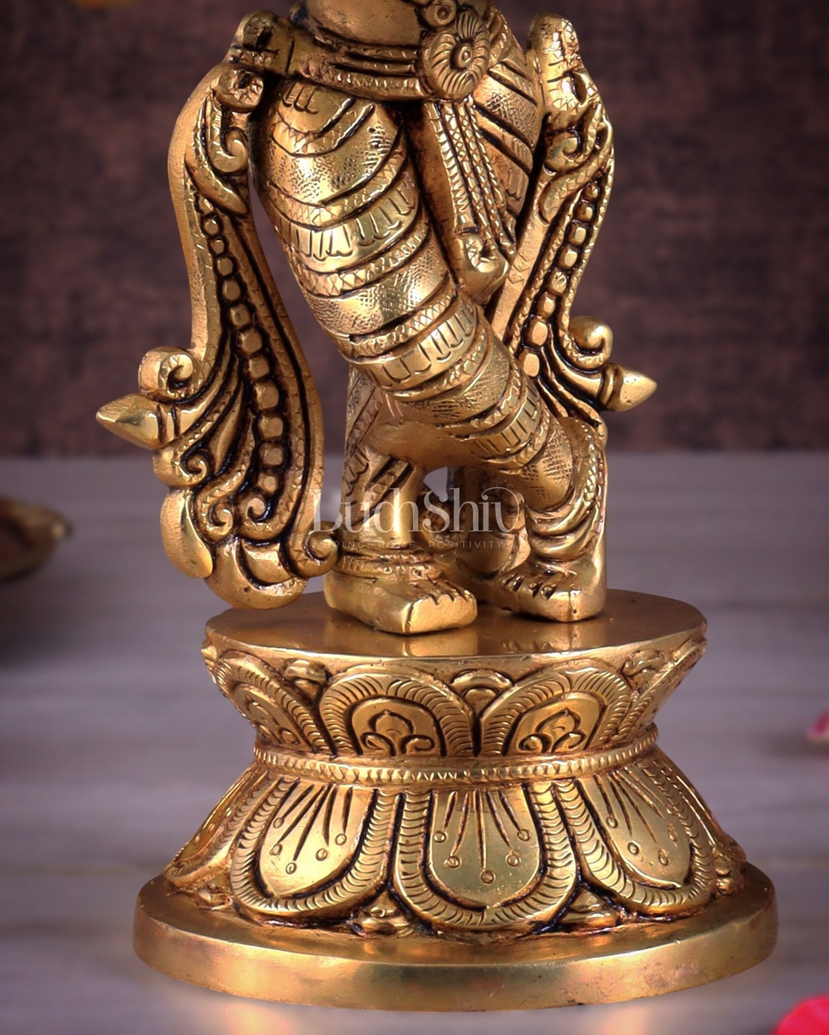 Brass Superfine Unique Lord Krishna Playing the Flute Idol 12" - Budhshiv.com