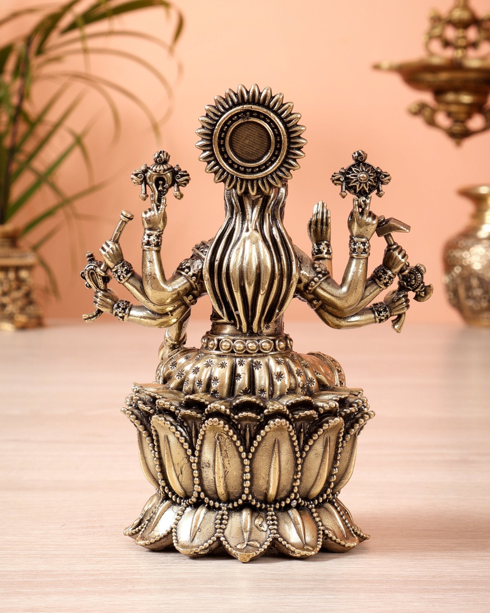 Brass Superfine Varahi Amman on Lotus Idol (5 Inch, Hollow Casting) - Budhshiv.com