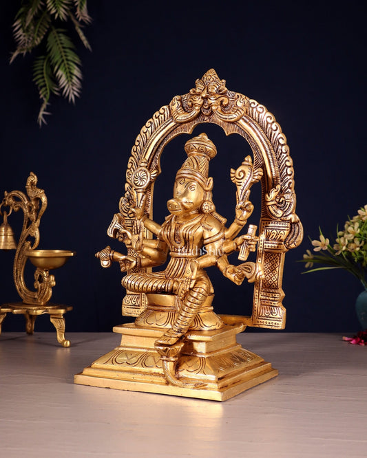 Brass Superfine Varahi Amman with Prabhavali Idol 11.5" - Budhshiv.com