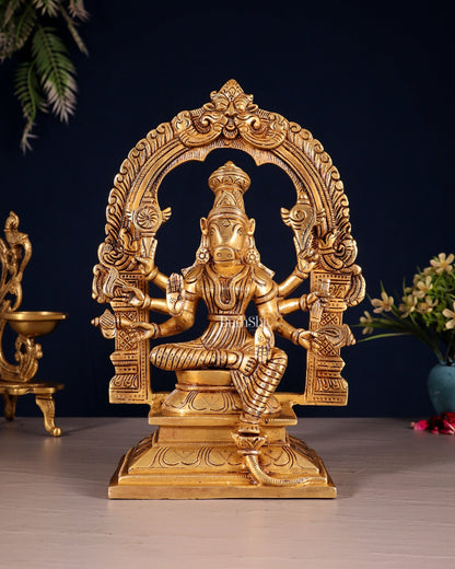 Brass Superfine Varahi Amman with Prabhavali Idol 11.5" - Budhshiv.com