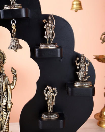 Brass Superfine Vishnu Dashavatar Idol Set with Lord Vishnu on MDF Frame (17 Inch) - Budhshiv.com