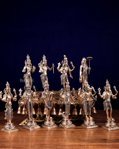 Brass Superfine Vishnu Dashavatar Idols Set | Sleek Design 10 inch - Budhshiv.com