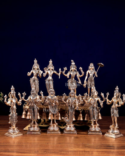 Brass Superfine Vishnu Dashavatar Idols Set | Sleek Design 10 inch - Budhshiv.com