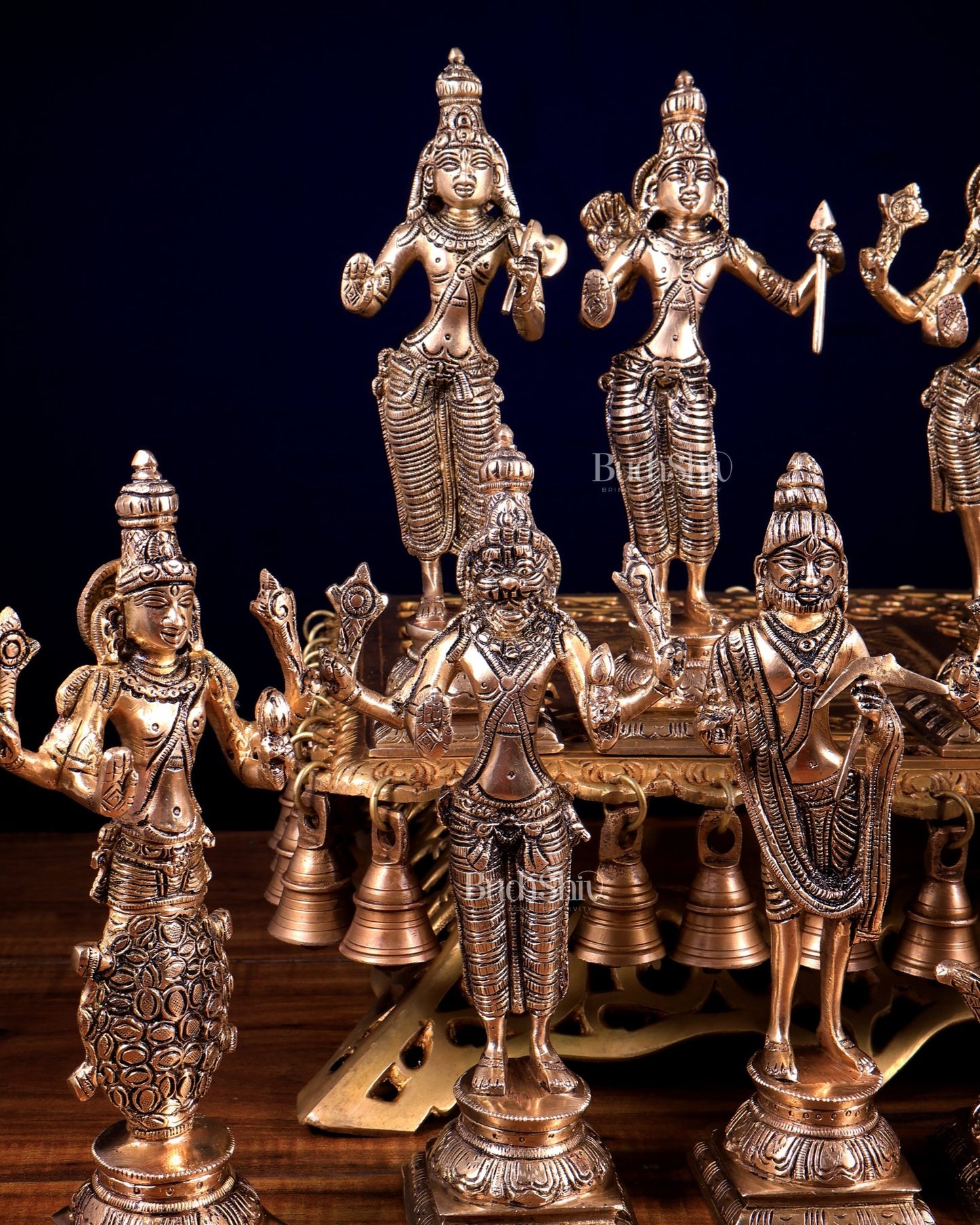 Brass Superfine Vishnu Dashavatar Idols Set | Sleek Design 10 inch - Budhshiv.com